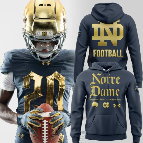 Buildercar - Notre Dame Fighting Irish Notre Dame Shamrock Football Dark Navy NCAA Hoodie Tracksuit