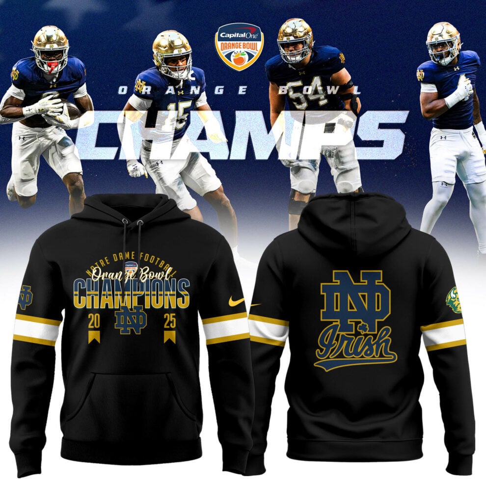 Buildercar - Notre Dame Fighting Irish Orange Bowl Champions Capital One 2025 NCAA Hoodie Tracksuit