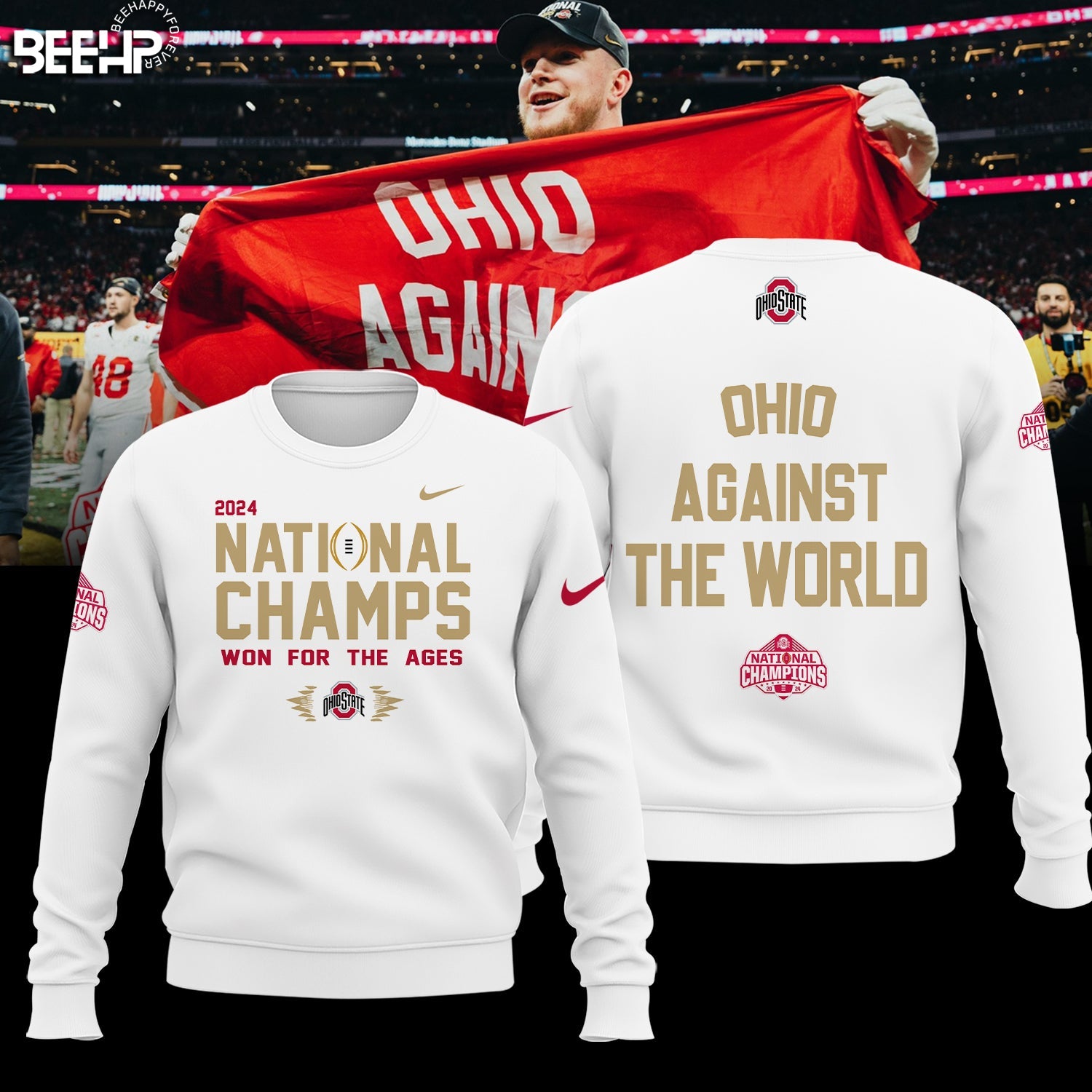 Buildercar - Ohio State Buckeyes Against Ncaa National Champions White T-Shirt Hoodie Suit