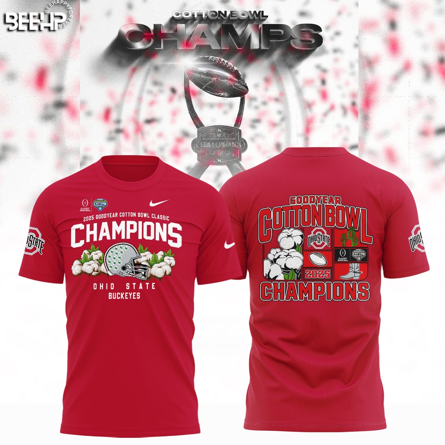 Buildercar - Ohio State Buckeyes Cotton Bowl Champions Red 2 T-Shirt Hoodie Suit