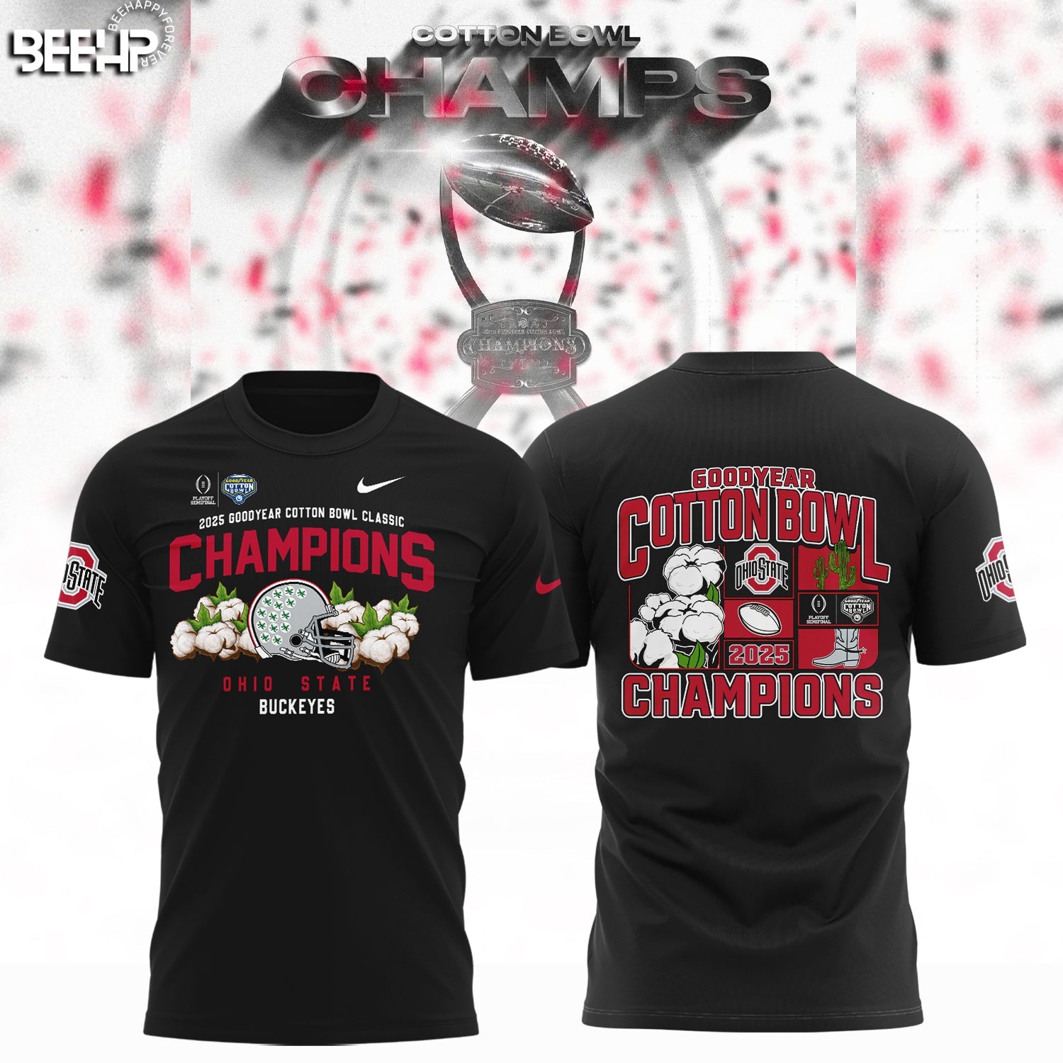 Buildercar - Ohio State Buckeyes Ncaa Cotton Bowl Champions Black 2 T-Shirt Hoodie Suit