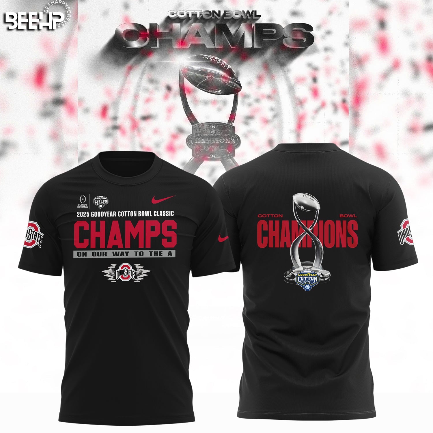 Buildercar - Ohio State Buckeyes Ncaa Cotton Bowl Champions Black T-Shirt Hoodie Suit