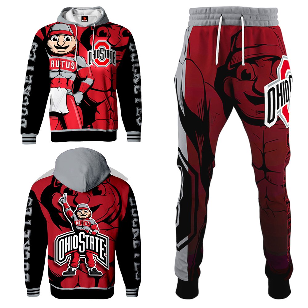Buildercar - Ohio State Buckeyes NCAA Football Team Sport Hoodie Tracksuit