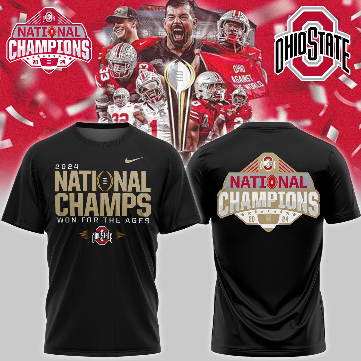 Buildercar - Ohio State Buckeyes Ncaa National Champions Black 2 T-Shirt Hoodie Suits