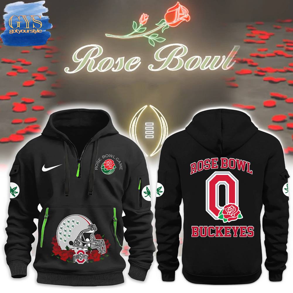 Buildercar - Ohio State Buckeyes Rose Bowl Game 2025 Quarter Zip Hoodie