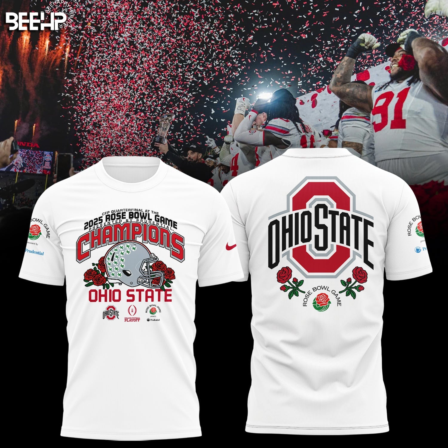 Buildercar - Ohio State Buckeyes Rose Bowl Game White 5 T-Shirt Hoodie Suit