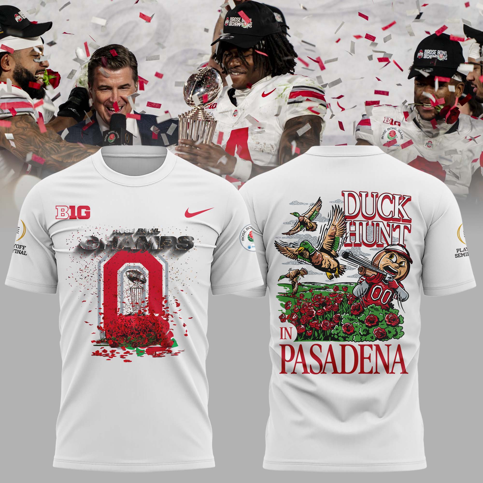 Buildercar - Ohio State Buckeyes Rose Bowl Game White 7 T-Shirt Hoodie Suit