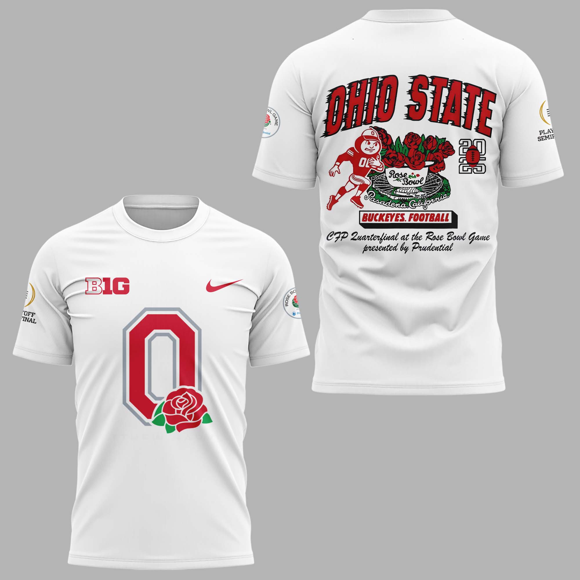 Buildercar - Ohio State Buckeyes Rose Bowl Game White T-Shirt Hoodie Suit