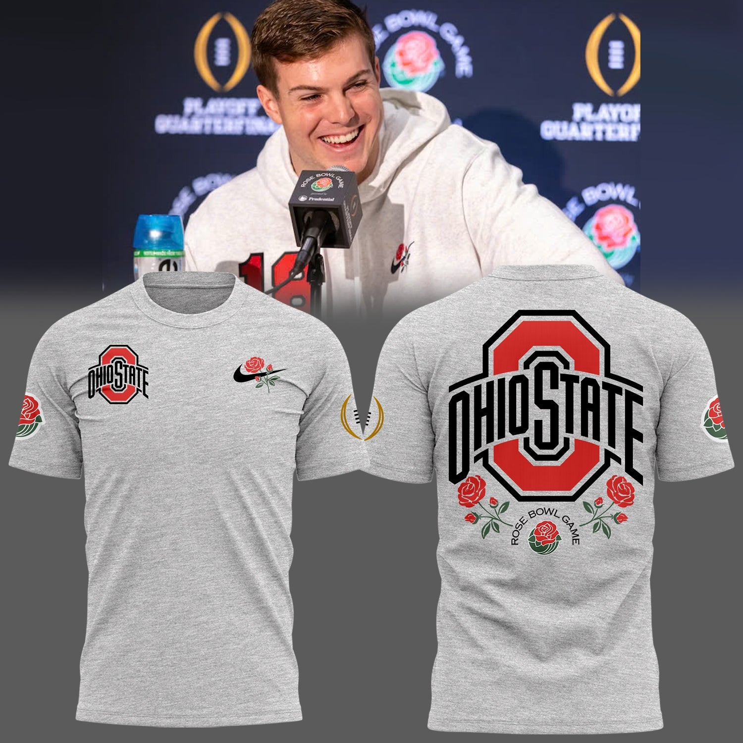 Buildercar - Ohio State Buckeyes Rose Bowl Grey T-Shirt Hoodie Suit
