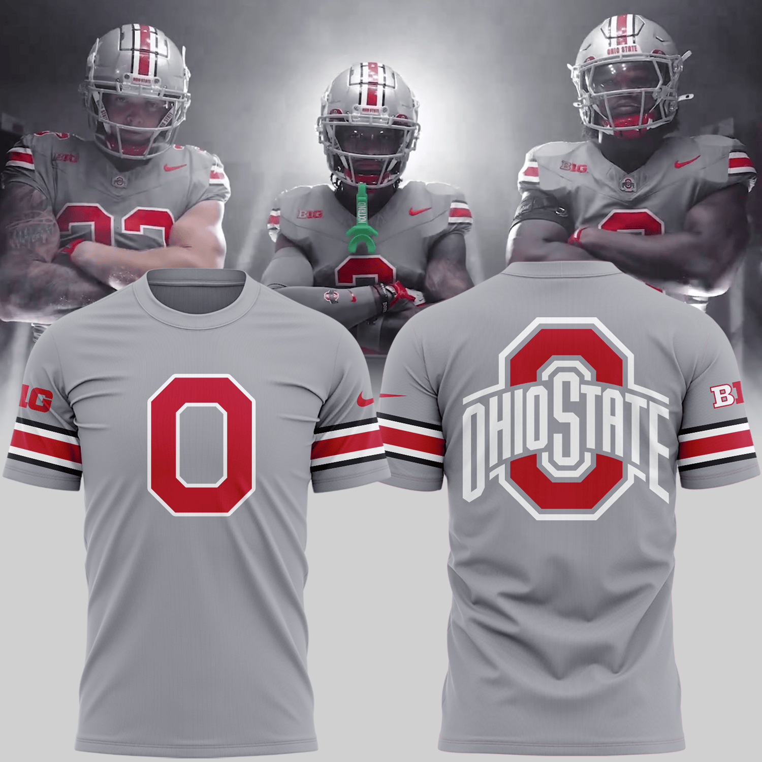 Buildercar - Ohio State Football Grey 2 T-Shirt Hoodie Suit