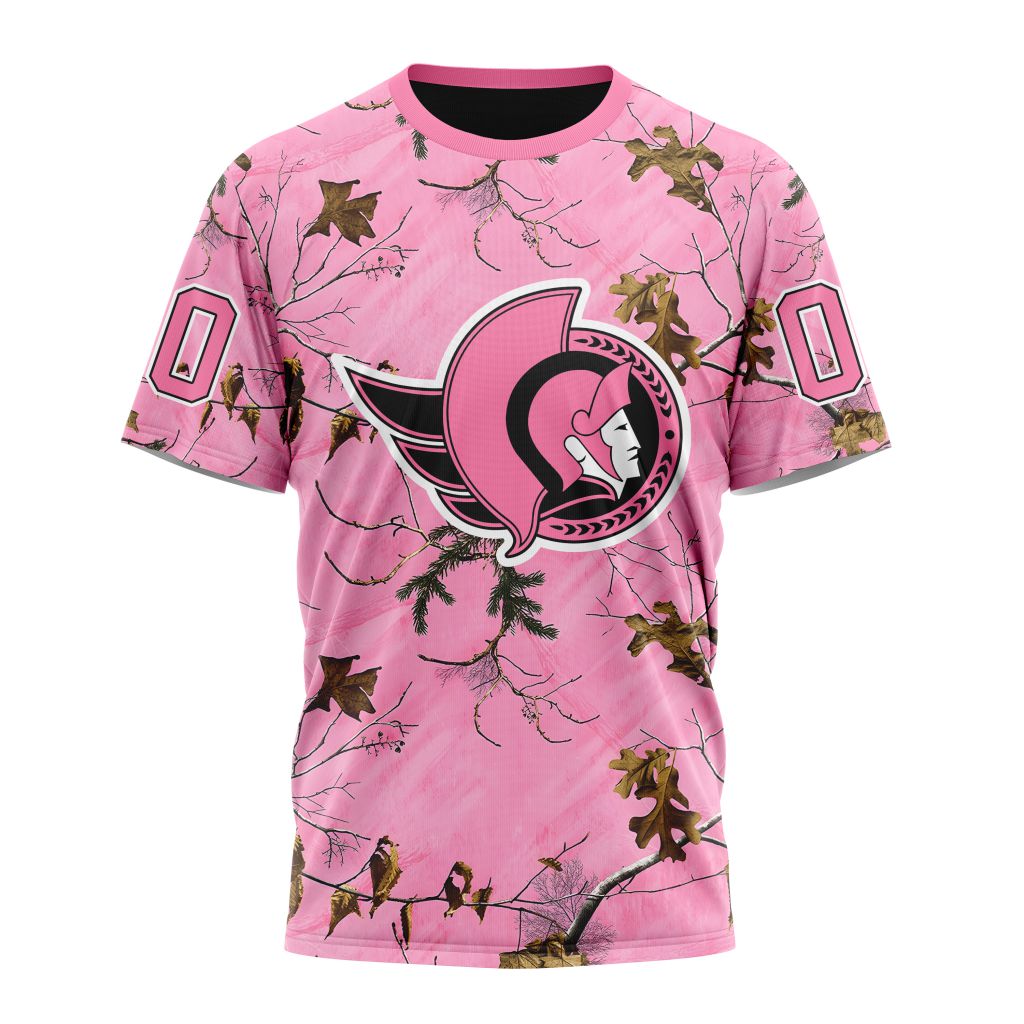 Buildercar - Ottawa Senators Special Realtree Pink Camouflage Design 01 Personalized Name And Number T-Shirt