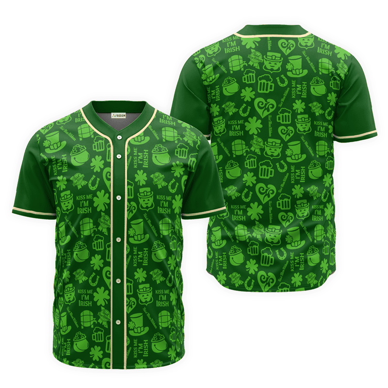 Buildercar - Pabst Blue Ribbon St. Patrick's Day Doodle Pattern Baseball Jersey