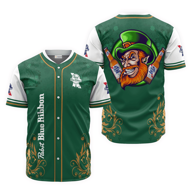 Buildercar - Pabst Blue Ribbon St. Patrick's Day Leprechaun Baseball Jersey