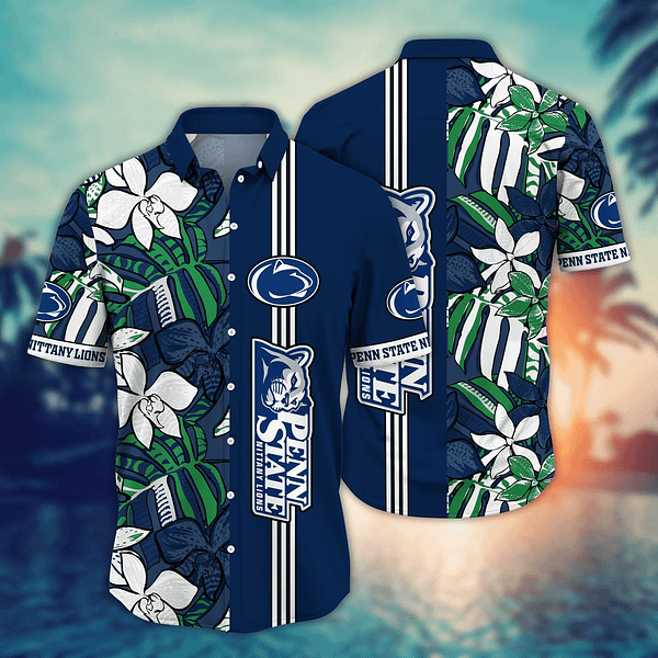 Buildercar - Penn State Nittany Lions White Floral Hawaiian Shirt