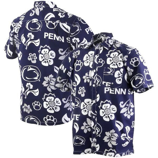 Buildercar - Penn State Nittany Lions White Floral Summer Hawaiian Shirt
