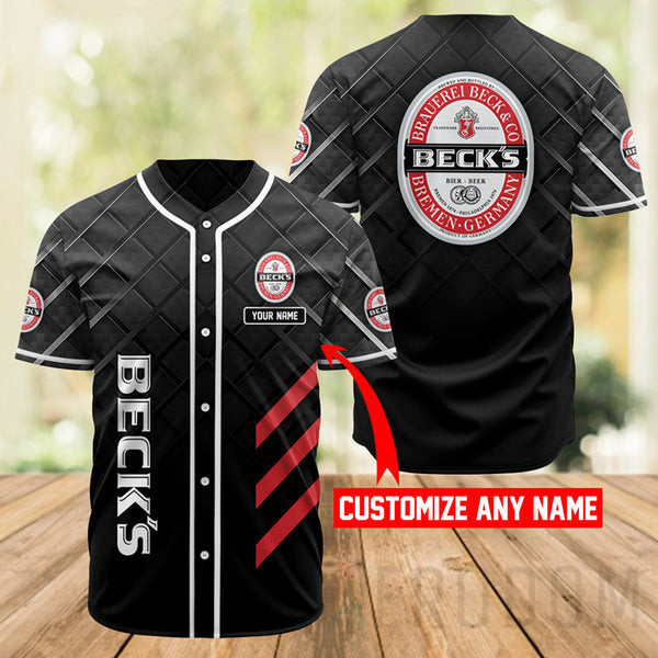 Buildercar - Personalized Black Beck's Beer Baseball Jersey