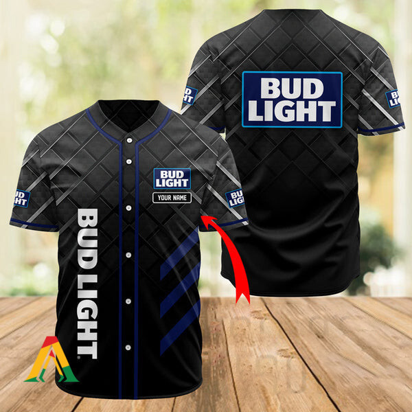 Buildercar - Personalized Black Bud Light Baseball Jersey
