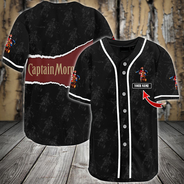 Buildercar - Personalized Black Captain Morgan Seamless Baseball Jersey