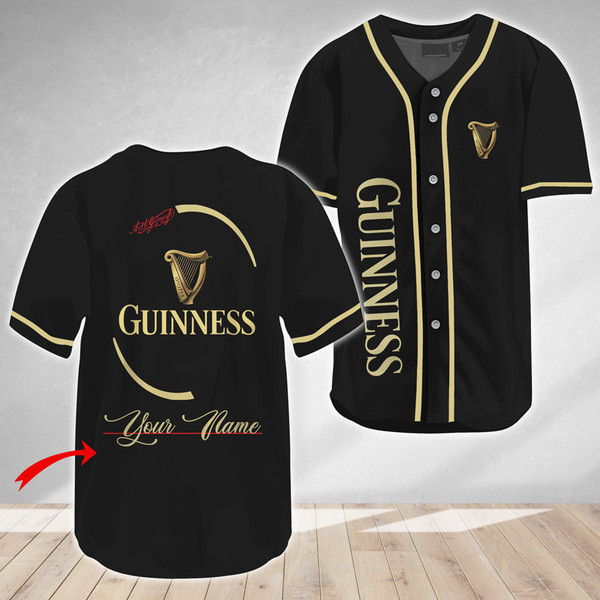 Buildercar - Personalized Black Guinness Beer Baseball Jersey