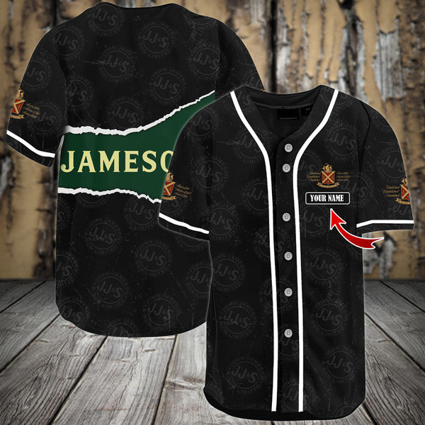 Buildercar - Personalized Black Jameson Whiskey Seamless Baseball Jersey