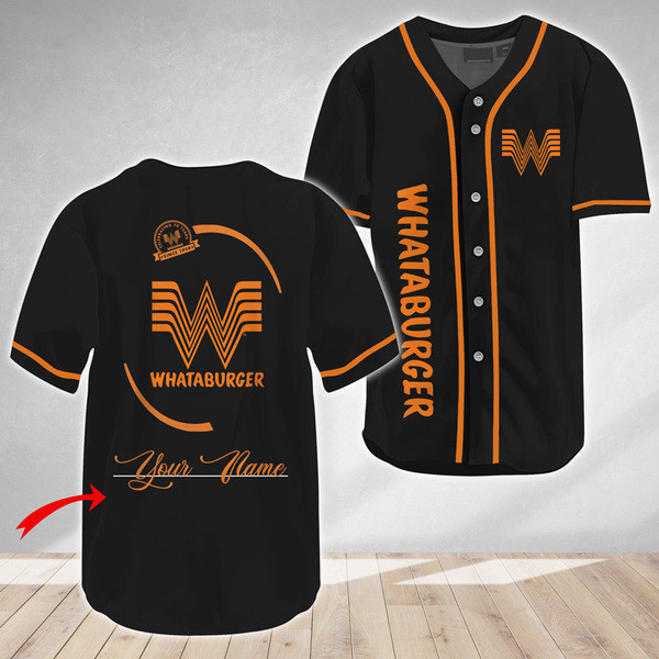Buildercar - Personalized Black Whataburger Baseball Jersey