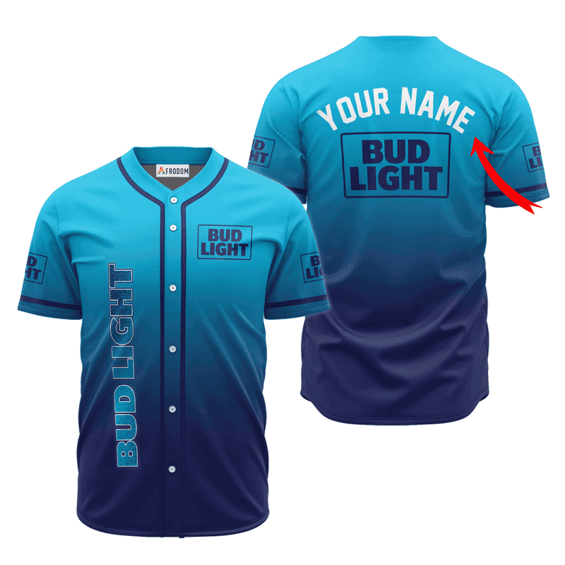 Buildercar - Personalized Bud Light Gradient Baseball Jersey