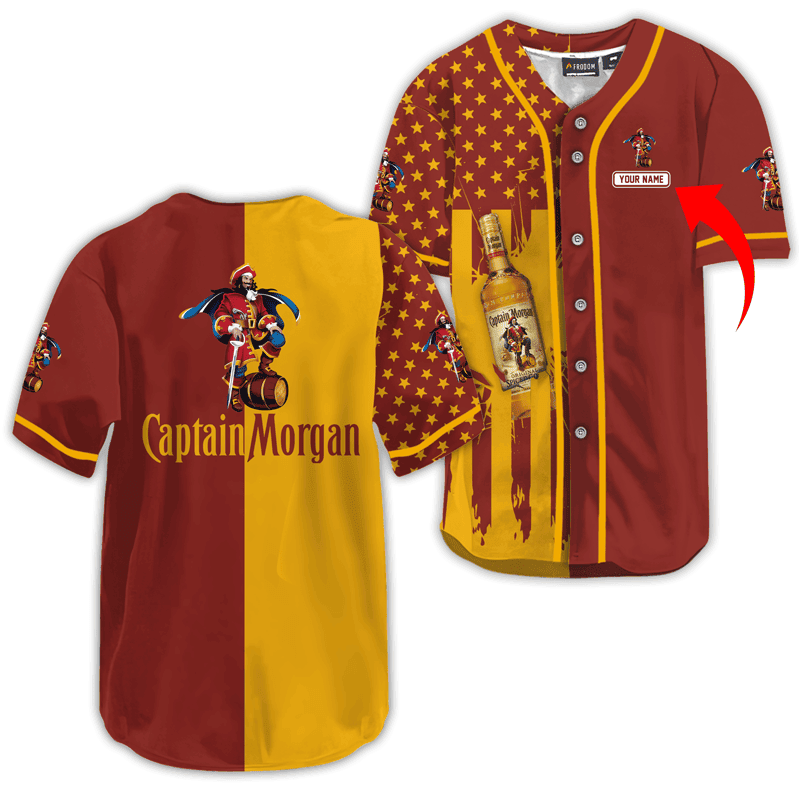 Buildercar - Personalized Captain Morgan American Flag Baseball Jersey