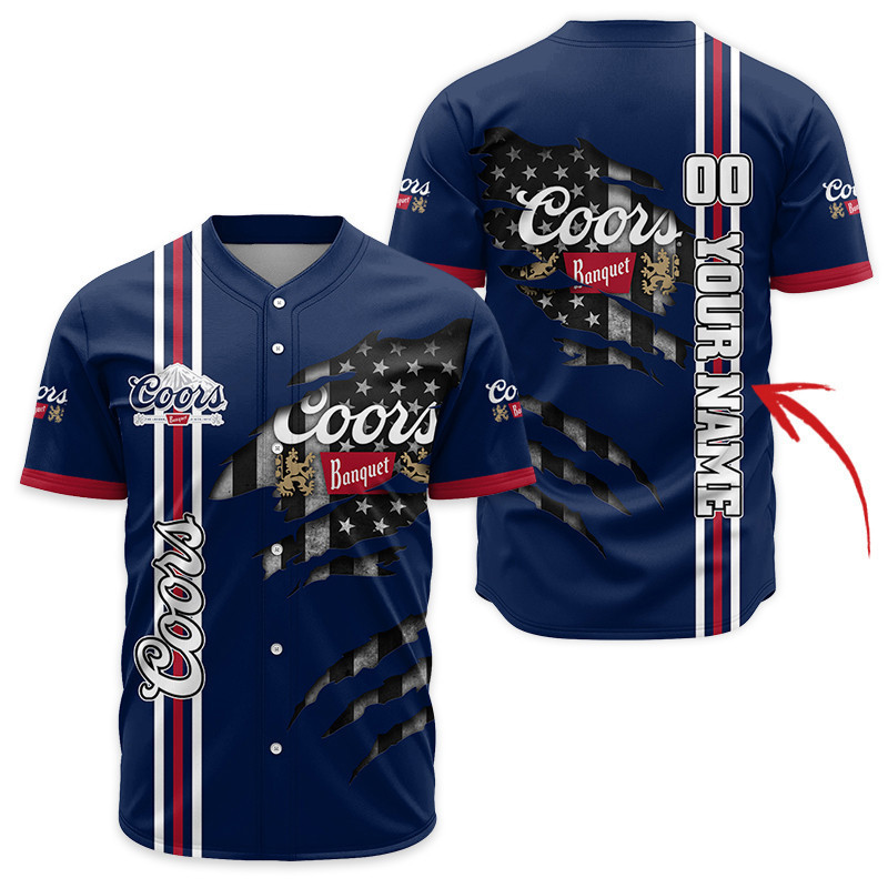 Buildercar - Personalized Coors Banquet Patriotic Shield Baseball Jersey