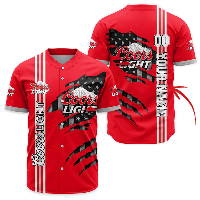 Buildercar - Personalized Coors Light Patriotic Shield Baseball Jersey