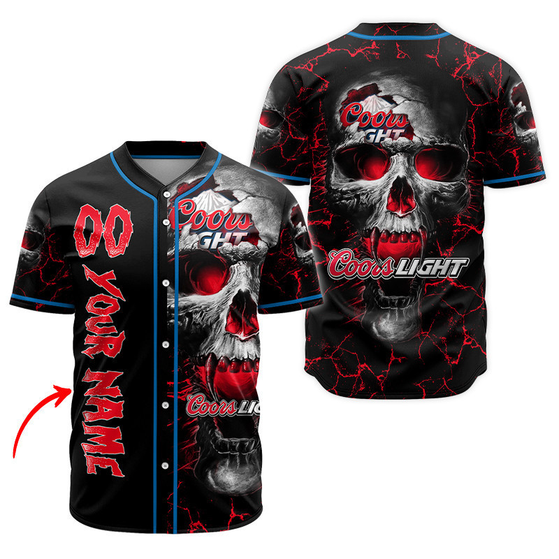 Buildercar - Personalized Coors Light Skull Baseball Jersey