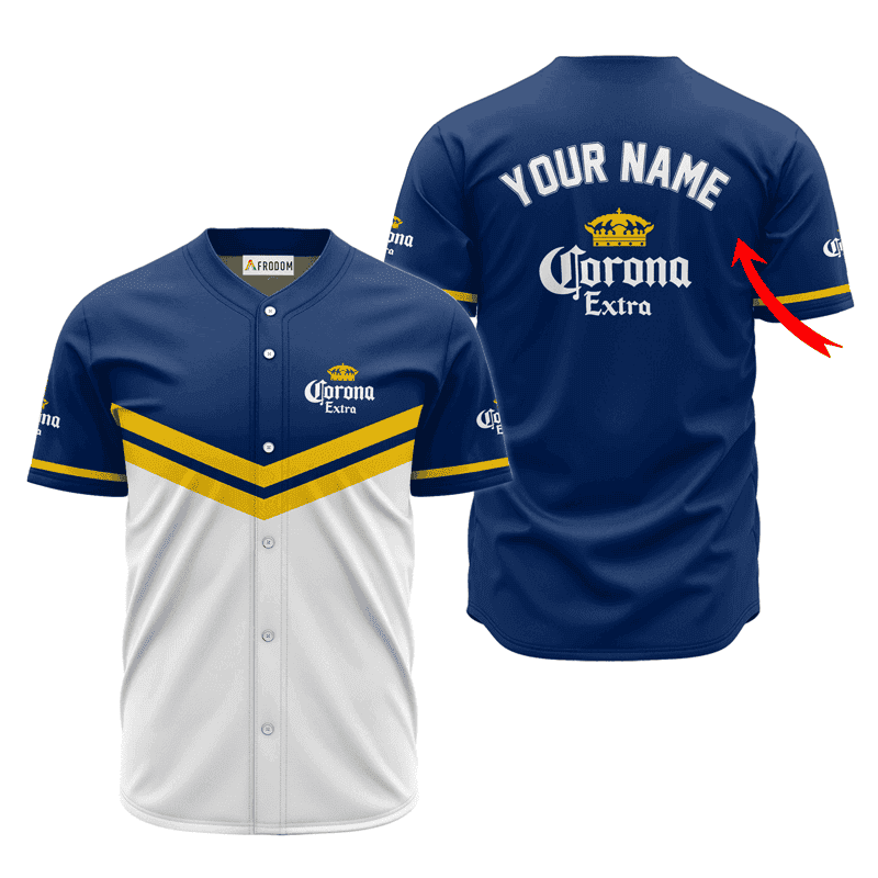 Buildercar - Personalized Corona Extra Blue And White Baseball Jersey
