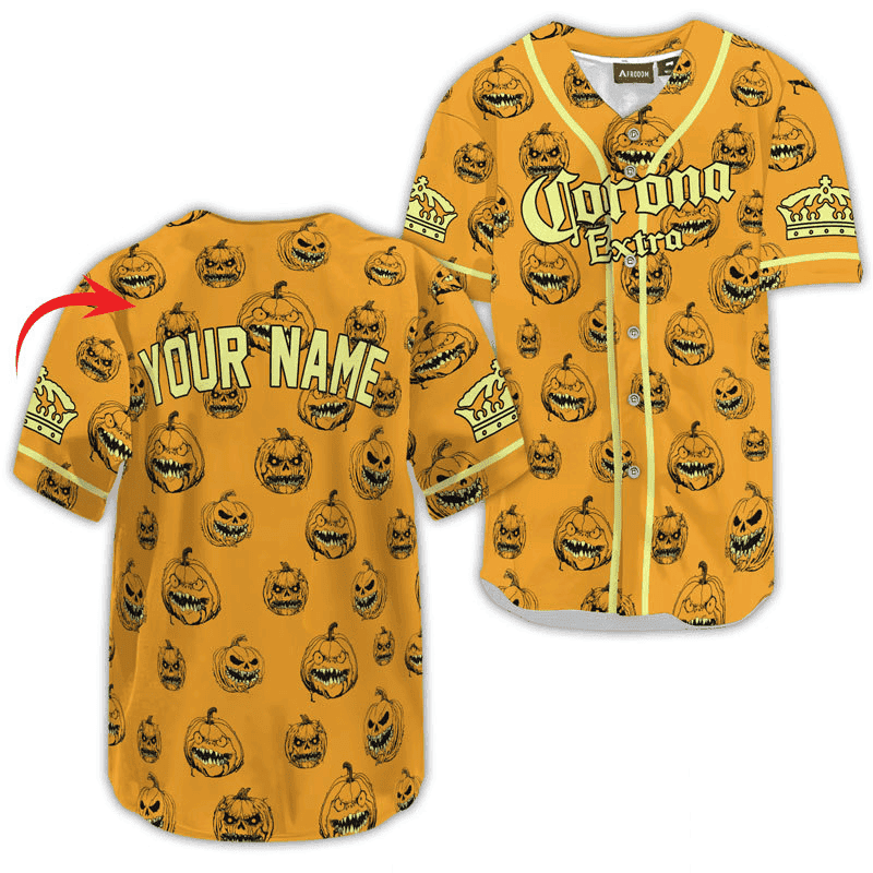 Buildercar - Personalized Corona Extra Halloween Pumpkin Baseball Jersey
