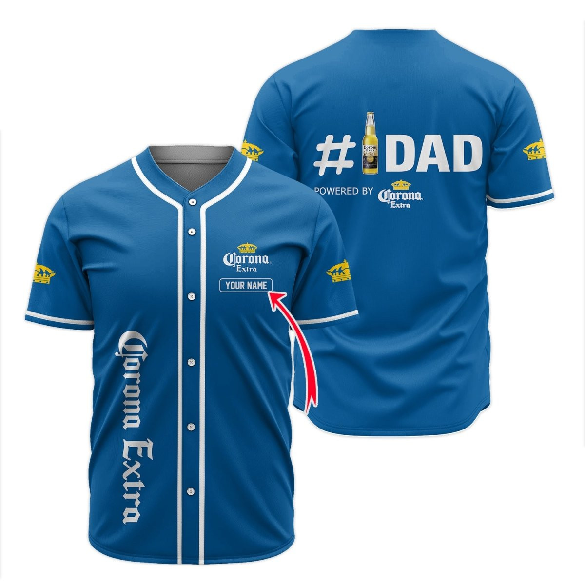 Buildercar - Personalized Corona Extra Happy Father's Day Baseball Jersey