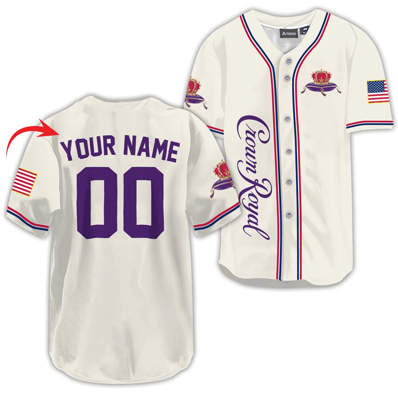 Buildercar - Personalized Crown Royal Basic American Flag Baseball Jersey