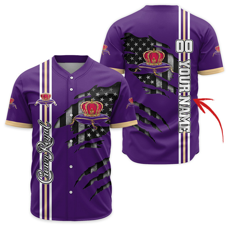 Buildercar - Personalized Crown Royal Patriotic Shield Baseball Jersey