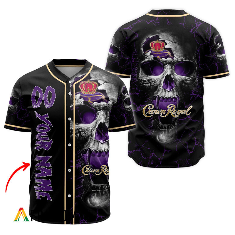 Buildercar - Personalized Crown Royal Skull Baseball Jersey