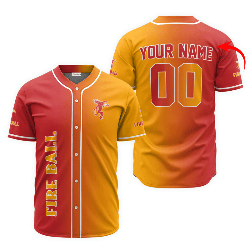 Buildercar - Personalized Gradient Fireball Whiskey Baseball Jersey