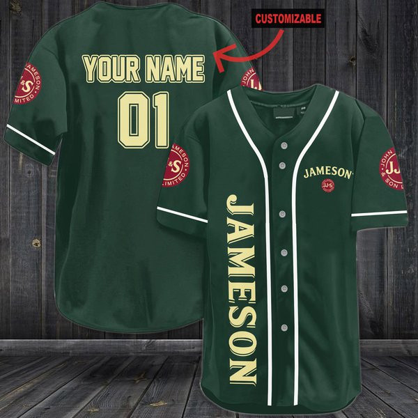 Buildercar - Personalized Green Jameson Whiskey Baseball Jersey