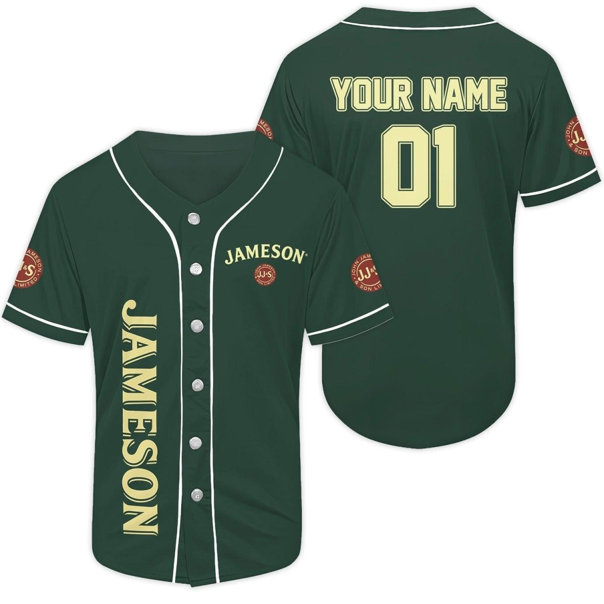Buildercar - Personalized Green Jameson Whiskey Baseball Jersey
