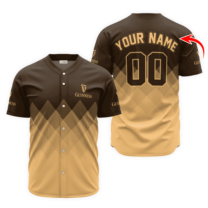 Buildercar - Personalized Guinness Beer Beige And Brown Halftone Baseball Jersey