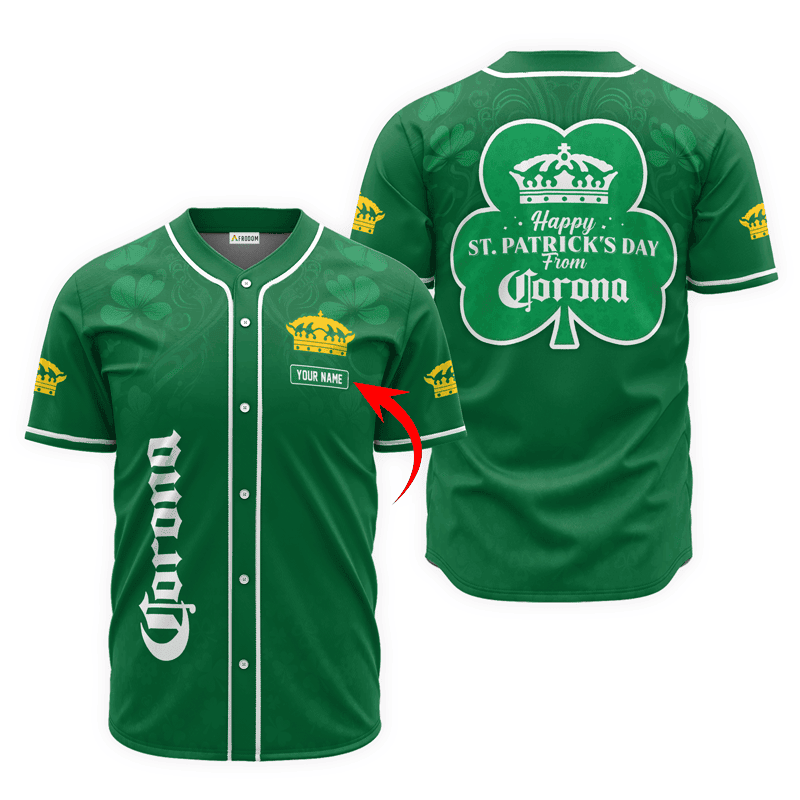 Buildercar - Personalized Happy St. Patrick's Day From Corona Extra Baseball Jersey