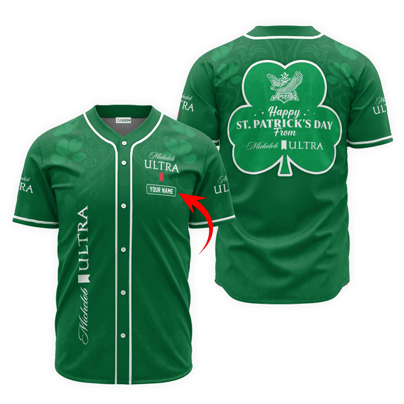 Buildercar - Personalized Happy St. Patrick's Day From Michelob Ultra Baseball Jersey