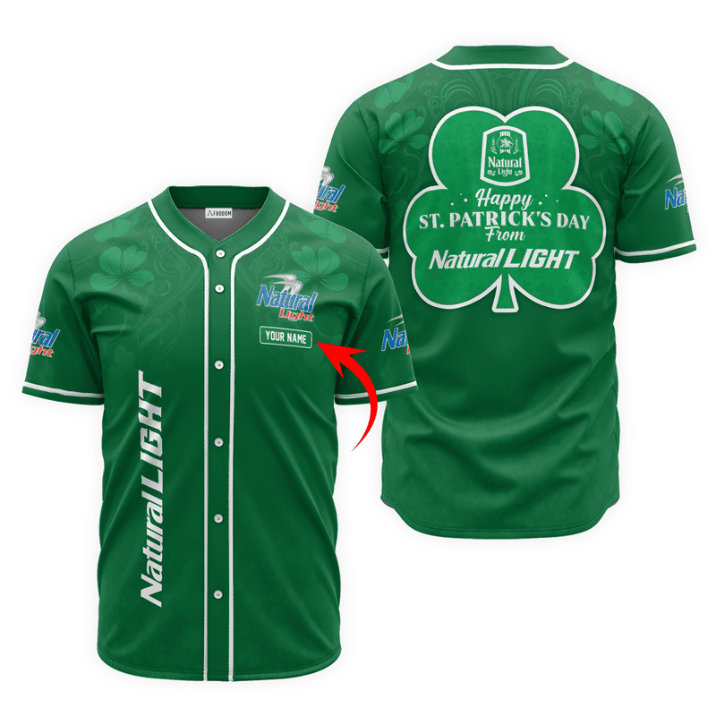 Buildercar - Personalized Happy St. Patrick's Day From Natural Light Baseball Jersey
