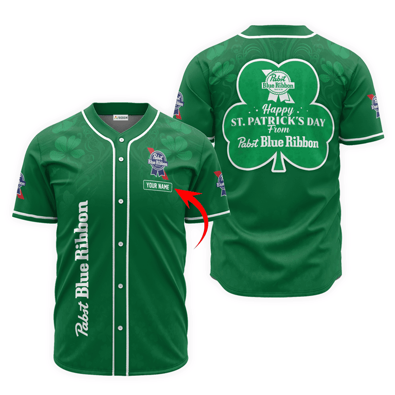 Buildercar - Personalized Happy St. Patrick's Day From Pabst Blue Ribbon Baseball Jersey