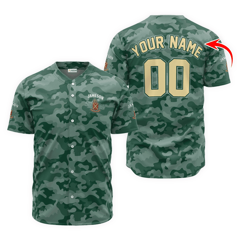 Buildercar - Personalized Jameson Green Camouflage Baseball Jersey
