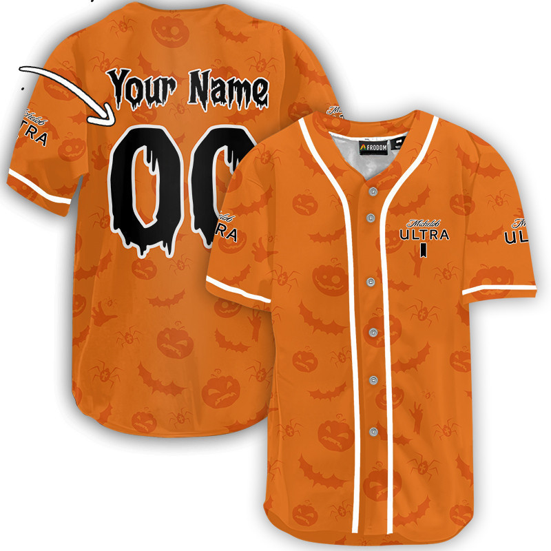 Buildercar - Personalized Michelob Ultra Halloween Patterns Baseball Jersey