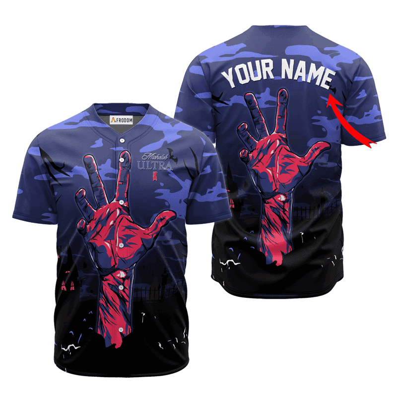 Buildercar - Personalized Michelob Ultra Halloween Zombie's Hand Baseball Jersey