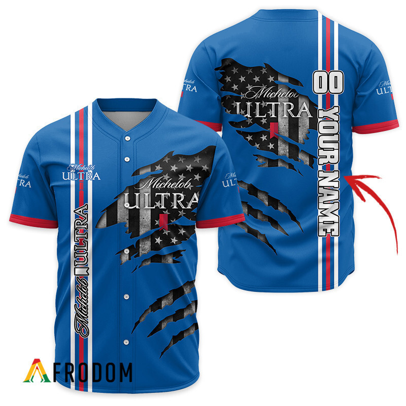 Buildercar - Personalized Michelob Ultra Patriotic Shield Baseball Jersey