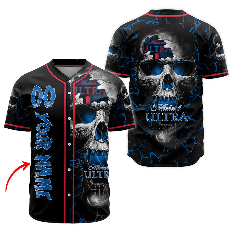 Buildercar - Personalized Michelob Ultra Skull Baseball Jersey