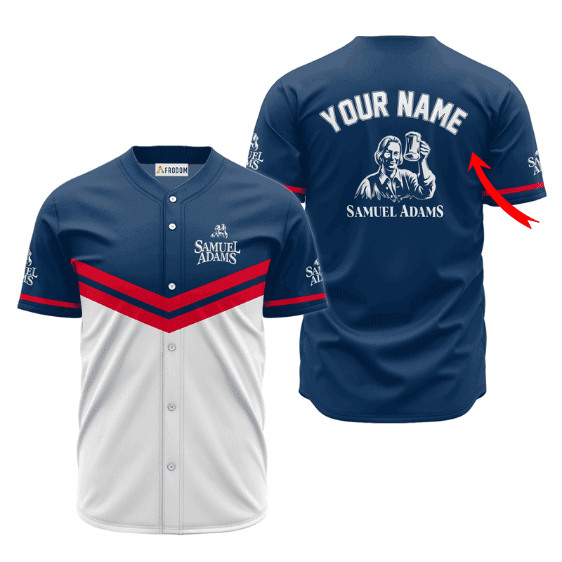 Buildercar - Personalized Samuel Adams Blue And White Baseball Jersey